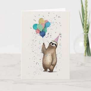 Happy Sloth Celebration Wenskaart Kaart
