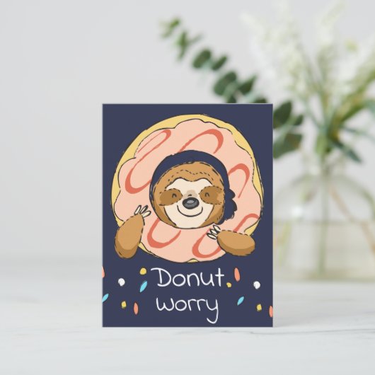 Happy Sloth Donut Worry Valentijn Briefkaart (Staand voorkant)