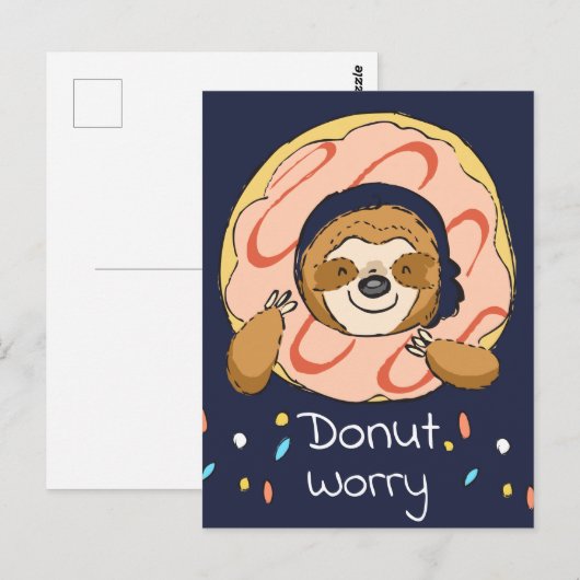 Happy Sloth Donut Worry Valentijn Briefkaart (Voorkant / Achterkant)