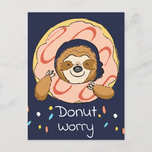 Happy Sloth Donut Worry Valentijn Briefkaart (Voorkant)