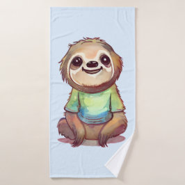 Happy Sloth Dragen een Shirt Leuk Bad Handdoek