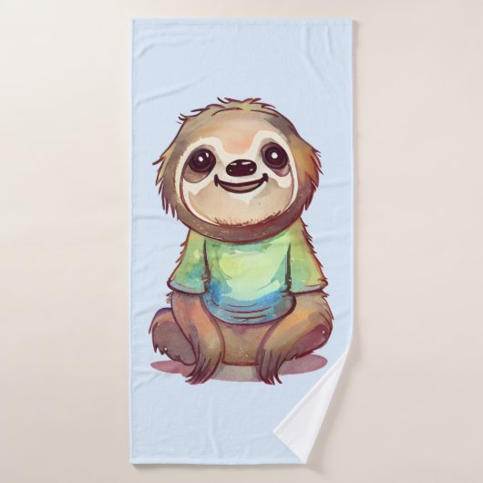 Happy Sloth Dragen een Shirt Leuk Bad Handdoek (Badhanddoek)
