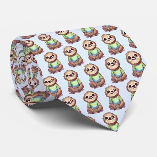 Happy Sloth Dragen een Shirt Leuk Patroon Stropdas (Opgerold)