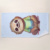 Happy Sloth Dragen een Shirt Leuk Strandlaken (Voorkant)