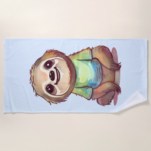 Happy Sloth Dragen een Shirt Leuk Strandlaken (Voorkant)