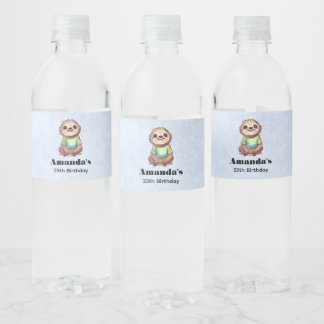 Happy Sloth Dragen een Shirt Leuke Verjaardag Waterfles Etiket