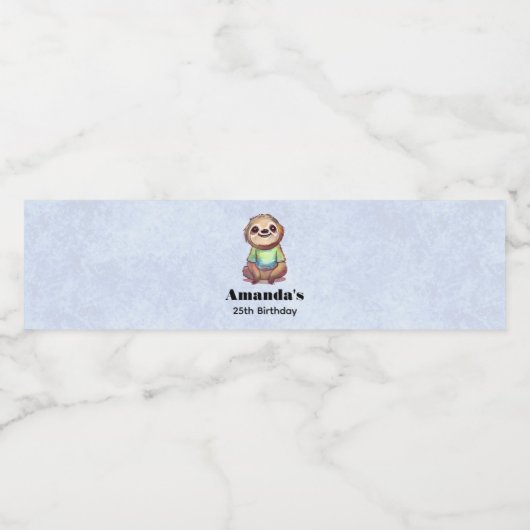 Happy Sloth Dragen een Shirt Leuke Verjaardag Waterfles Etiket (Enkel label)