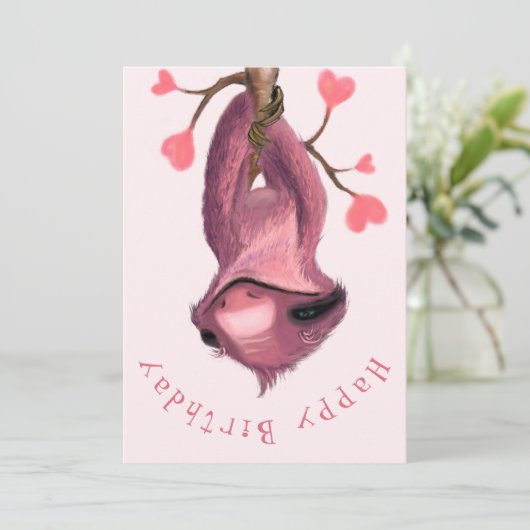 Happy Sloth Funny Verjaardag Kaart (Staand voorkant)