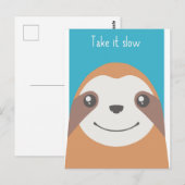 Happy sloth-gezicht briefkaart (Voorkant / Achterkant)