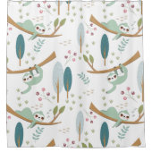 Happy Sloth Illustration Pattern Douchegordijn (Voorkant)