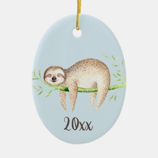 Happy Sloth  Keepomwille Keramisch Ornament (Voorkant)