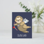 Happy Sloth Love Valentijn Cupid Briefkaart (Staand voorkant)