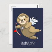 Happy Sloth Love Valentijn Cupid Briefkaart (Voorkant / Achterkant)