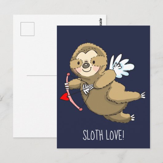 Happy Sloth Love Valentijn Cupid Briefkaart (Voorkant / Achterkant)