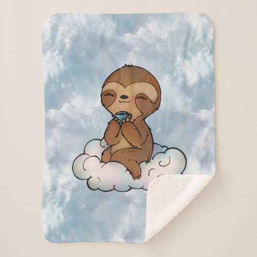 Happy Sloth op een cloud Sherpa Deken (Voorkant)