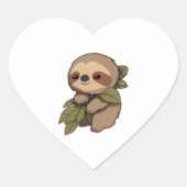 Happy Sloth Tekening Leafy Sticker (Voorkant)