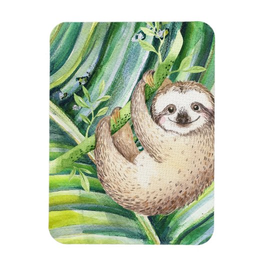 Happy Sloth Tropical Magneet (Verticaal)