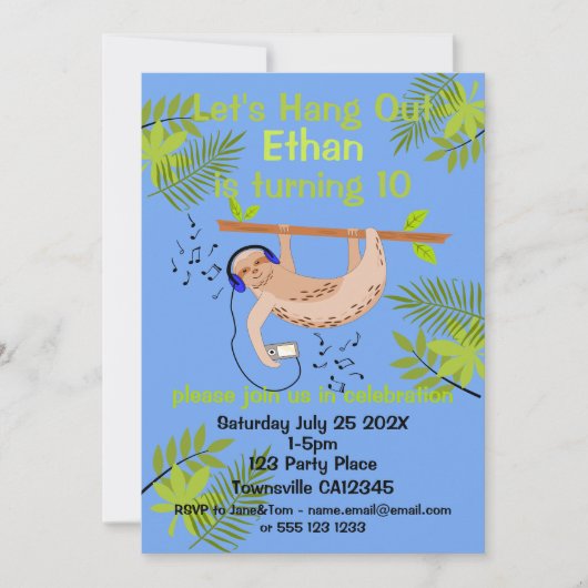 Happy Sloth Uitnodiging (Voorkant)