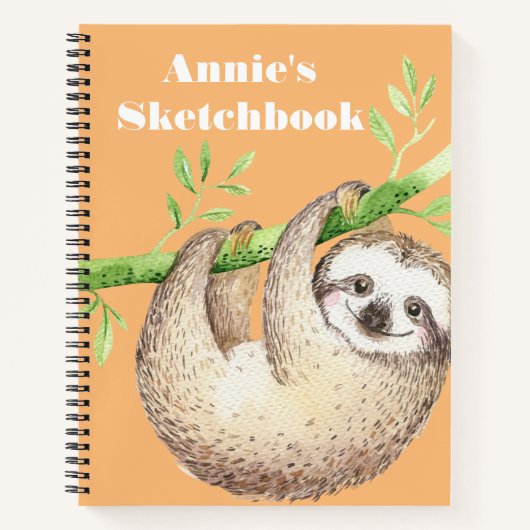 Happy Sloth Waterverf - Aangepaste schets Notitieboek (Voorkant)