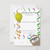 Happy Sloths Verjaardagsfeestje Confetti Uitnodigi Kaart (Achterkant)