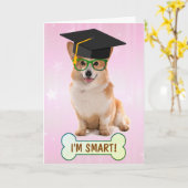 Happy Smart Corgi-Afstuderen Kaart (Gele Bloem)