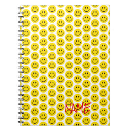 Happy Smile Face Yellow Black White Red Name Noteb Notitieboek