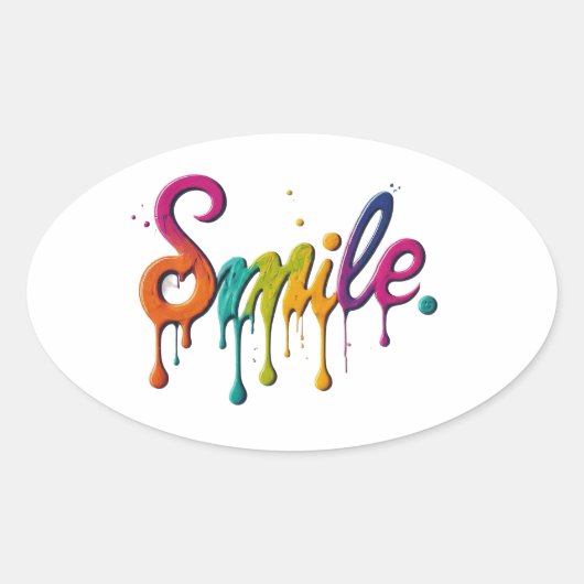 Happy Smile Ovale Sticker (Voorkant)