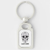 Happy Smile Skull – Floral Skull Art Keychain (Voorkant)