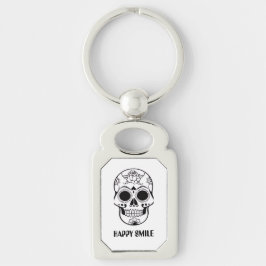Happy Smile Skull – Floral Skull Art Keychain