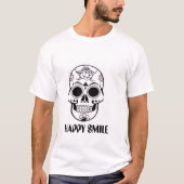 Happy Smile Skull – Stylish Floral Skull T-Shirt (Voorkant)