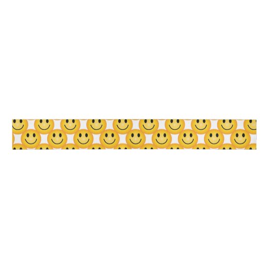 Happy Smiley Face Emoji Printed Ribbon Grosgrain Lint (Voorkant)