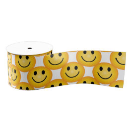 Happy Smiley Face Emoji Printed Ribbon Grosgrain Lint