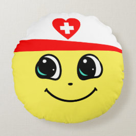 Happy Smiley Nurse - Round Pillow Rond Kussen