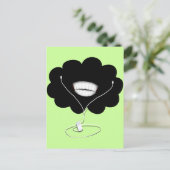 Happy Smiling Black Cloud met oordopjes Briefkaart (Staand voorkant)