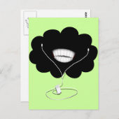 Happy Smiling Black Cloud met oordopjes Briefkaart (Voorkant / Achterkant)