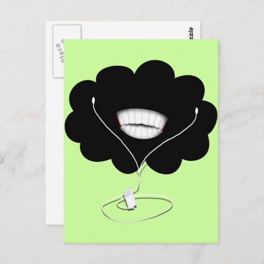 Happy Smiling Black Cloud met oordopjes Briefkaart (Voorkant / Achterkant)