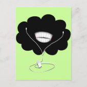 Happy Smiling Black Cloud met oordopjes Briefkaart (Voorkant)