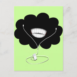 Happy Smiling Black Cloud met oordopjes Briefkaart
