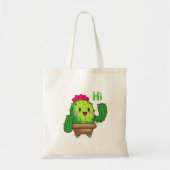Happy Smiling Cactus Kawai Tote Bag (Voorkant)
