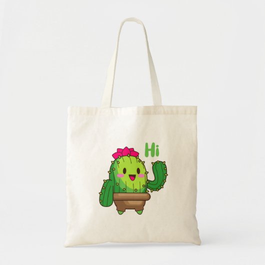 Happy Smiling Cactus Kawai Tote Bag (Voorkant)