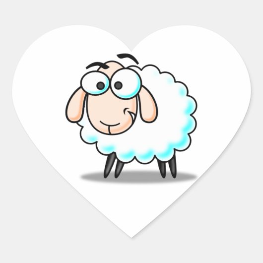 Happy Smiling Cartoon Sheep Hart Sticker (Voorkant)