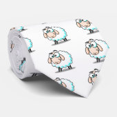 Happy Smiling Cartoon Sheep Stropdas (Opgerold)