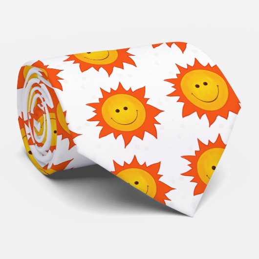 Happy Smiling Cartoon Suns Stropdas (Opgerold)