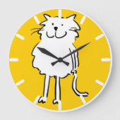 Happy Smiling Cat als Fun Cartoon Illustratie Grote Klok (Voorkant)