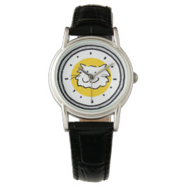 Happy Smiling Cat als Fun Cartoon Illustratie Horloge