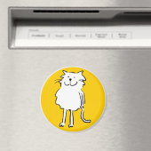 Happy Smiling Cat als Fun Cartoon Illustratie Magneet (Insitu (Vaatwasser))