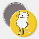 Happy Smiling Cat als Fun Cartoon Illustratie Magneet (Voorkant / Achterkant)