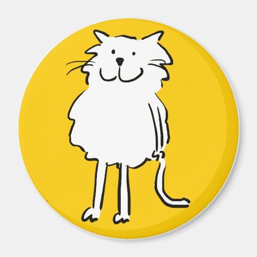 Happy Smiling Cat als Fun Cartoon Illustratie Magneet (Voorkant)