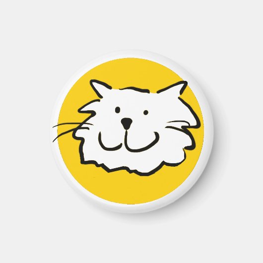 Happy Smiling Cat als Fun Cartoon Illustratie Magneet (Voorkant)