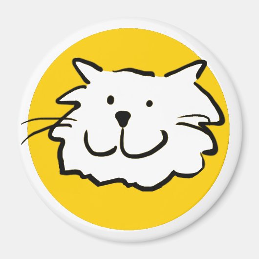 Happy Smiling Cat als Fun Cartoon Illustratie Magneet (Voorkant)